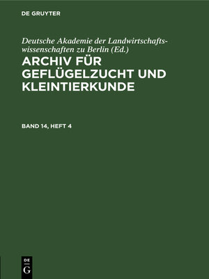 cover image of Archiv für Geflügelzucht und Kleintierkunde. Band 14, Heft 4